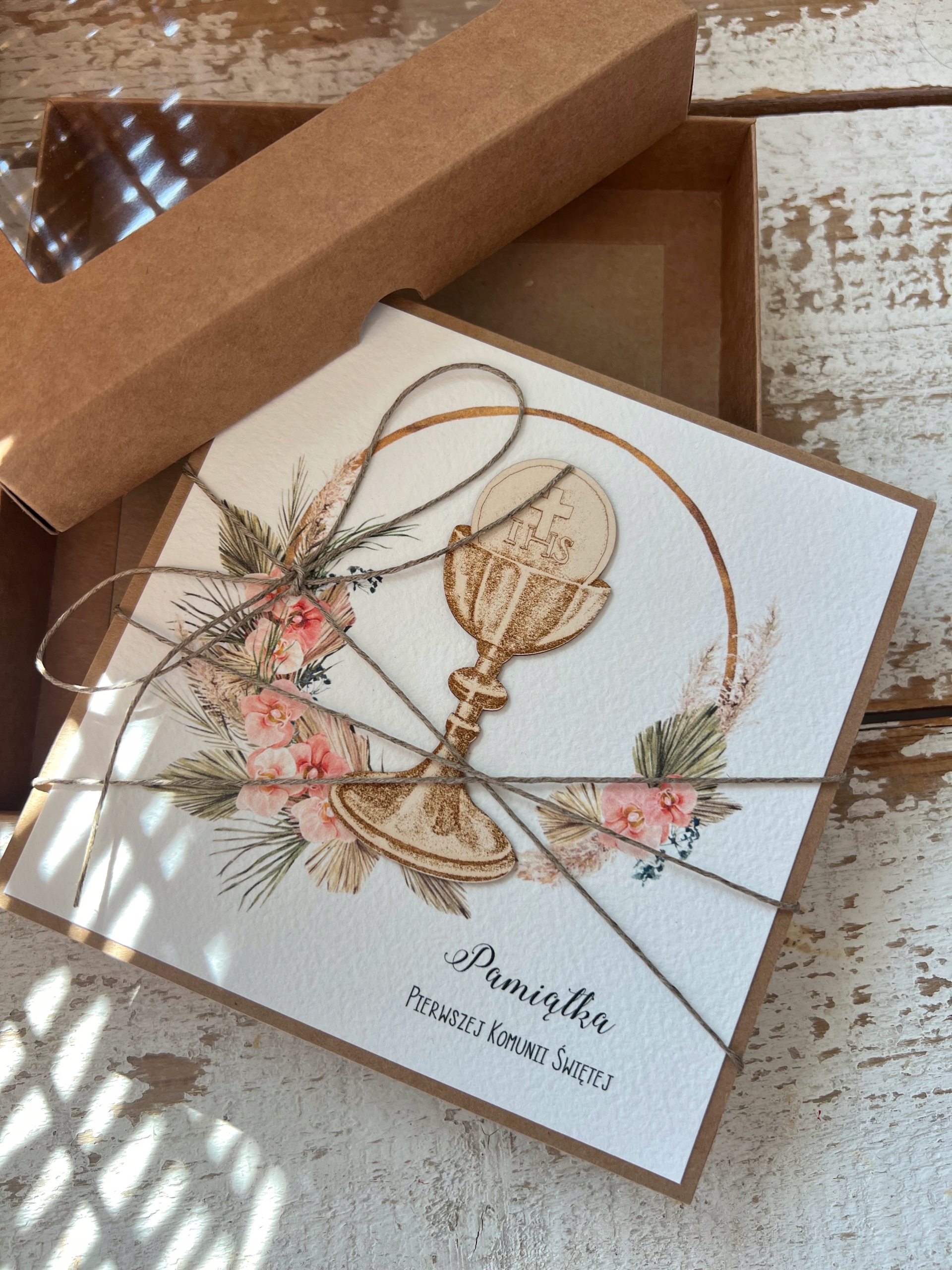 Ručně vyráběná pohlednice na svaté přijímání Památka přijímání