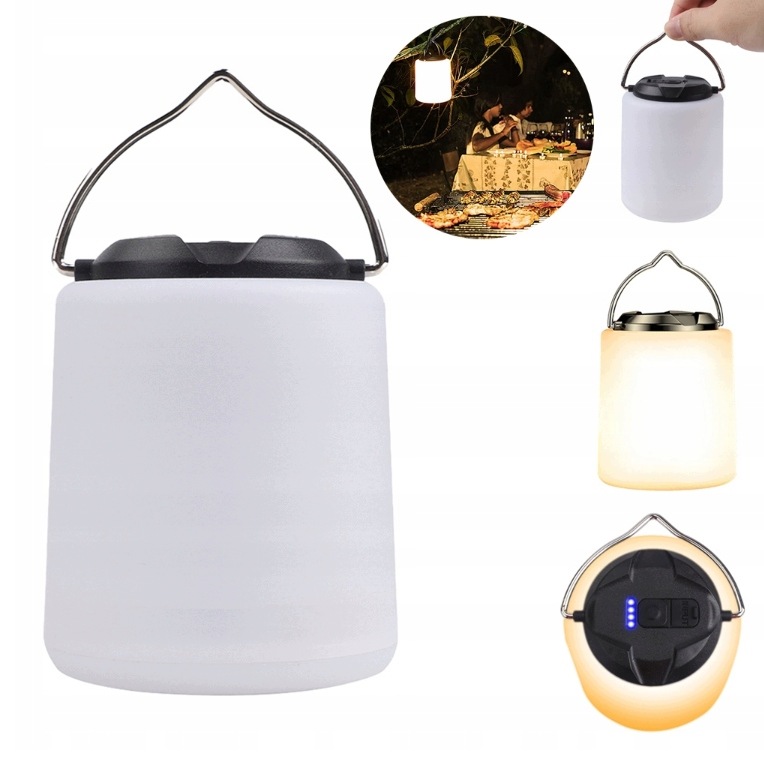 Lampa Kempingowa Ładowalna Lampka Nocna 3 Tryby Świecenia Przenośna