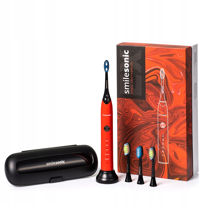 Szczoteczka soniczna Smilesonic Ex Red z 4 wymiennymi końcówkami