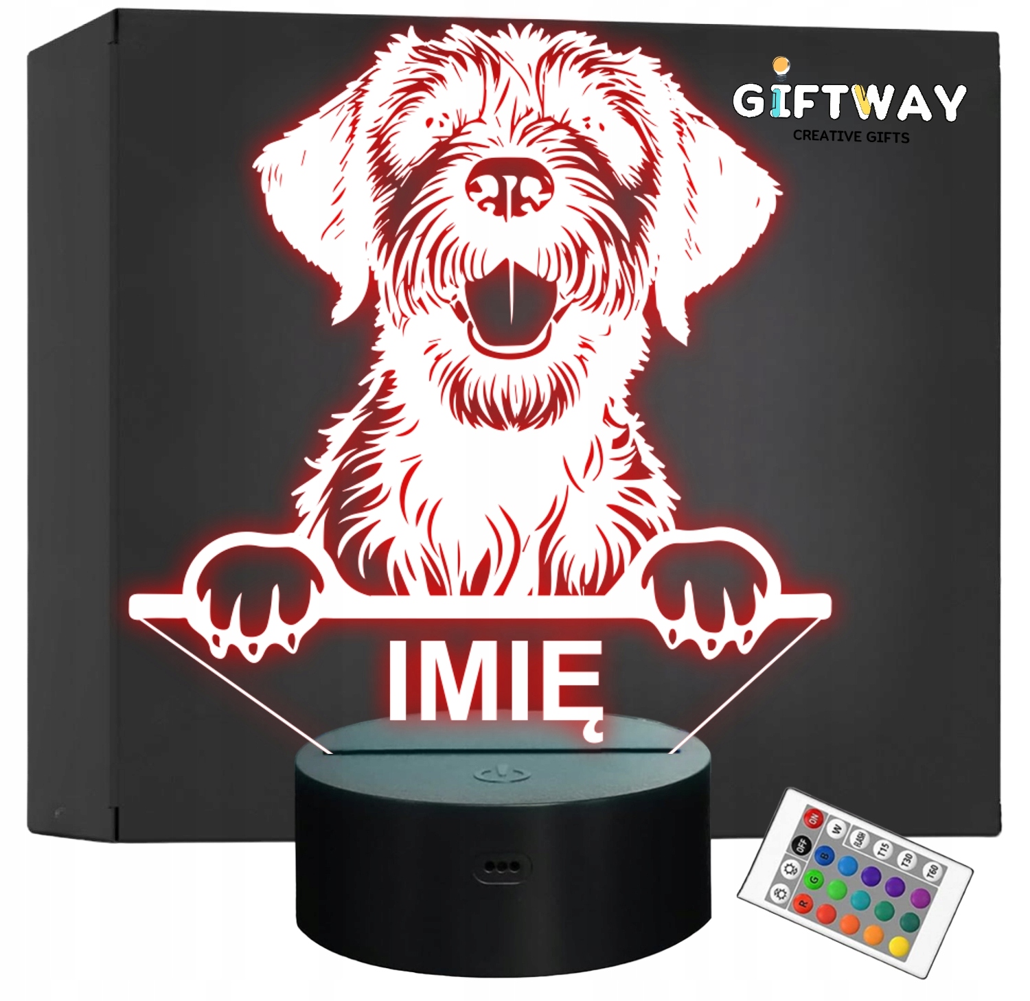 Lampka Nocna LED Gryfon Korthalsa Rasa Psa z Imieniem na Prezent