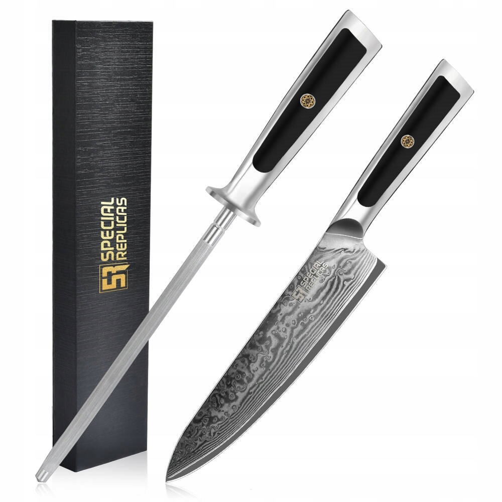 Kuchynský nôž Prof s brúskou z ocele damasc YD75-10