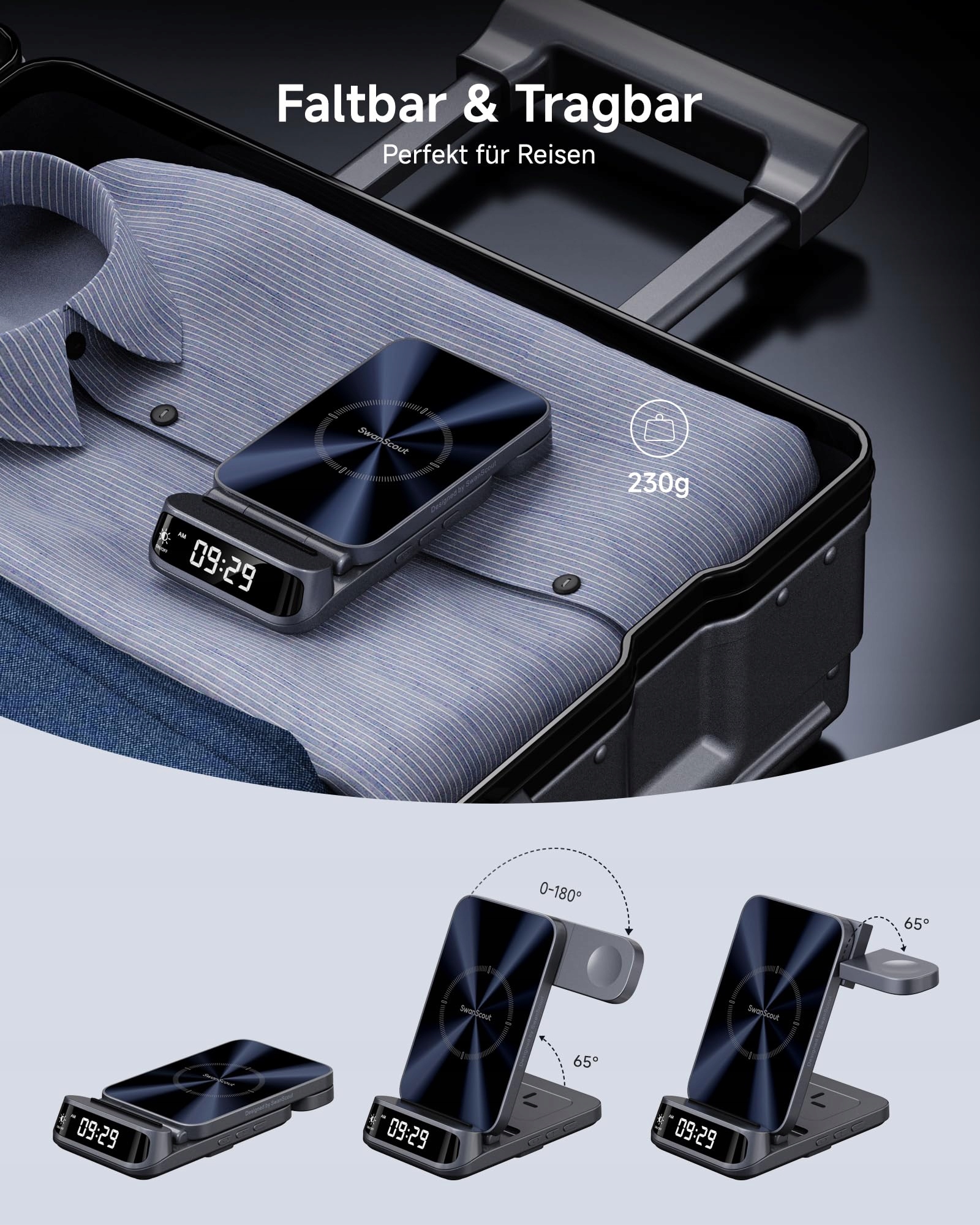 SWANSCOUT Stacja Ładowania Indukcyjna 3w1 iPhone Apple Watch AirPods — miniatura 5