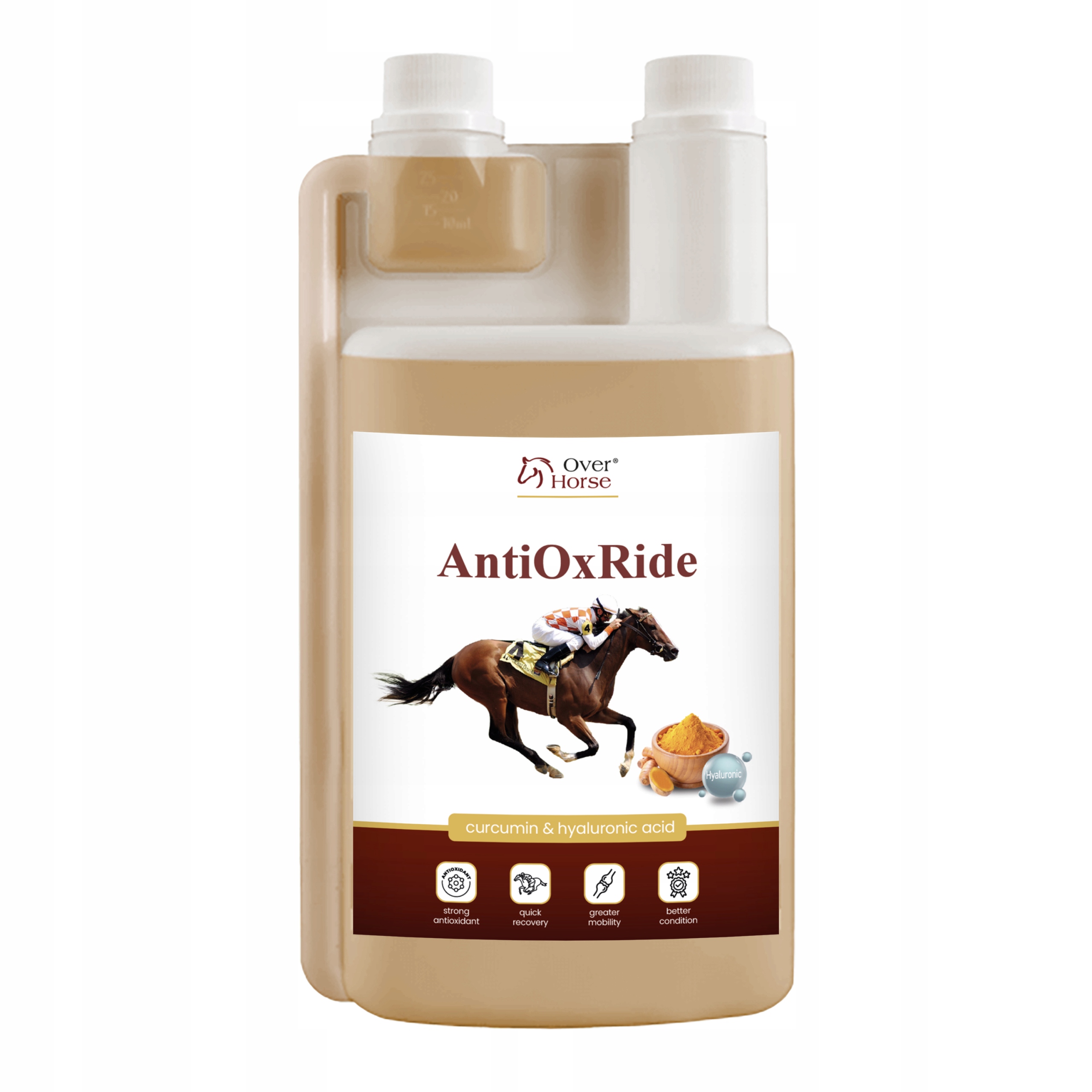 Suplement na stawy dla koni Kurkuma kwas hialuronowy AntiOxRide 1l Over