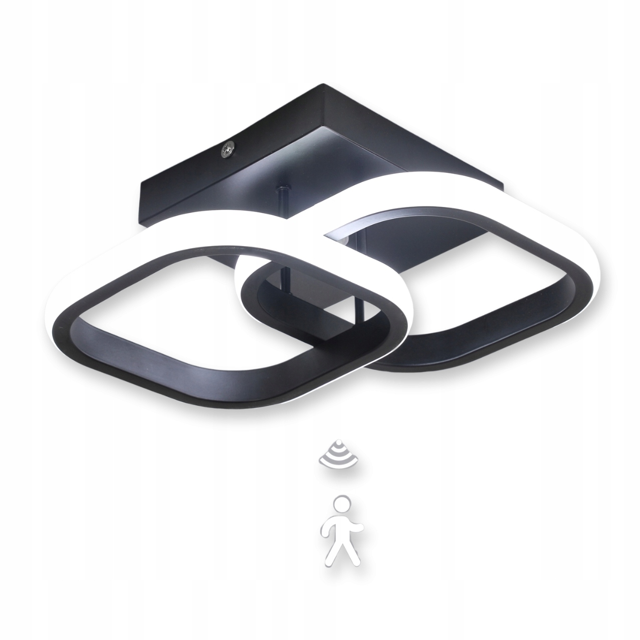 Lampa Sufitowa Z Czujnikiem Ruchu Wiszaca Czarna Nowoczesna Do Salonu 6500K