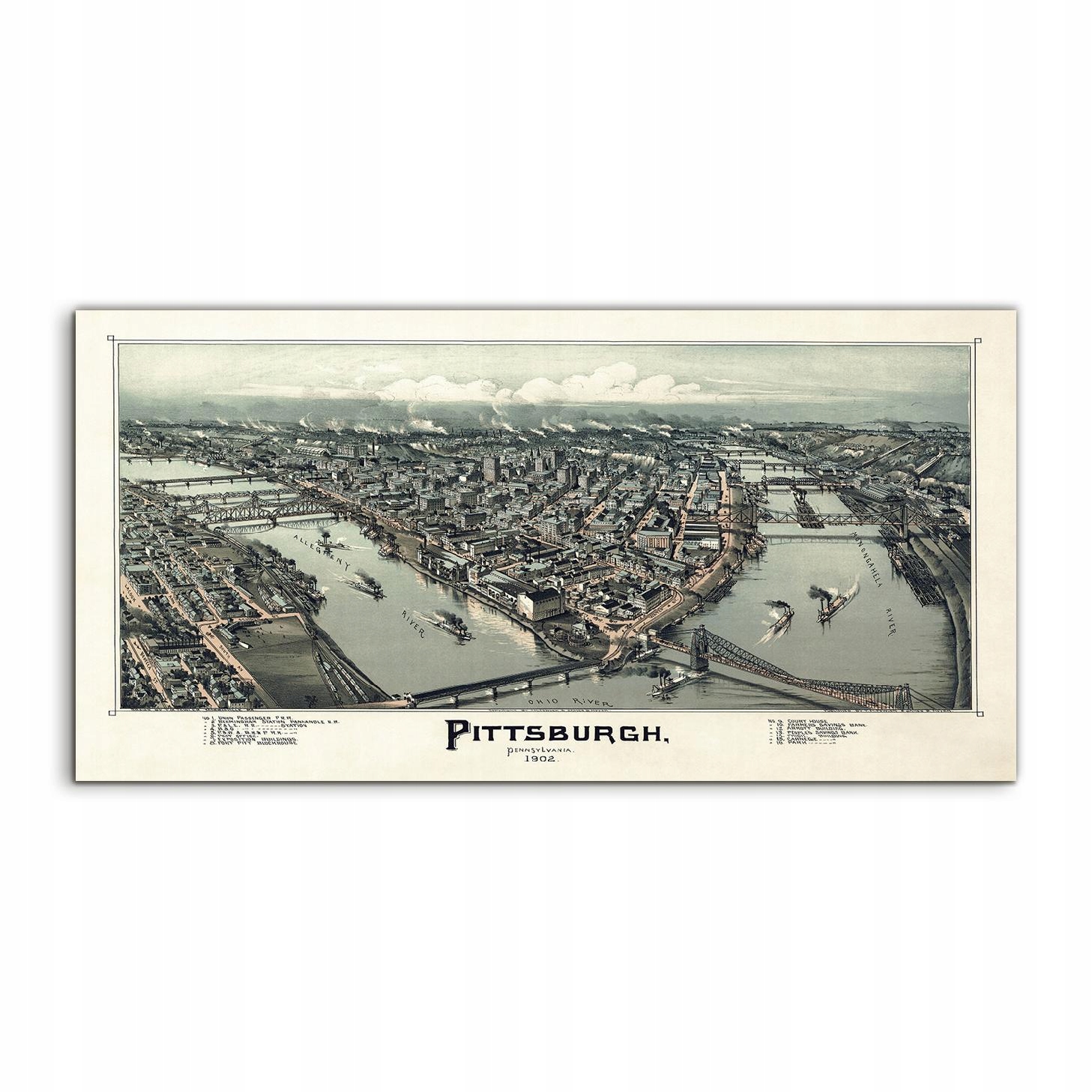 

Fotoobraz 100x50 ścienny Mapa Pittsburgh Vintage