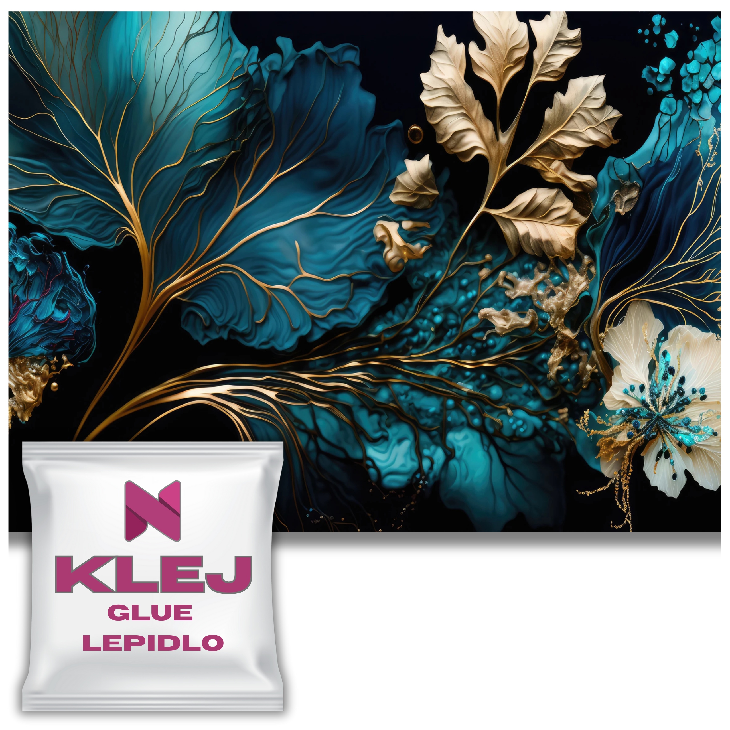 Elegantní 3D fototapeta Zlaté listy Dekorace na zeď do obývacího pokoje 260x390