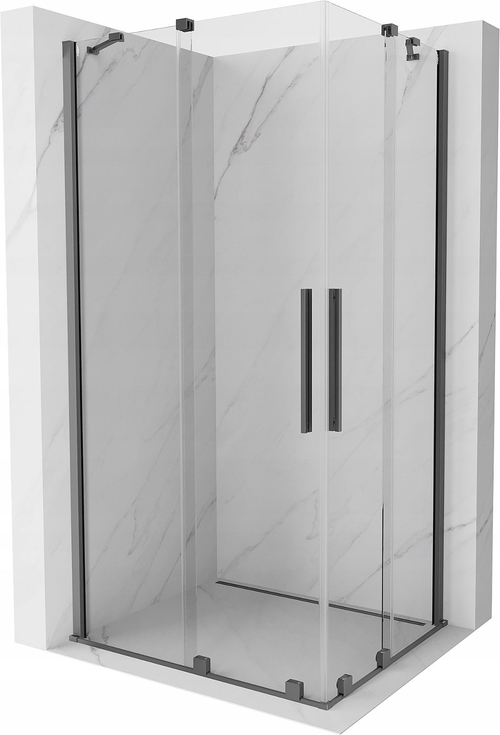 Mexen Velar Duo 90x80cm sprchový kout, gun metal, transparentní