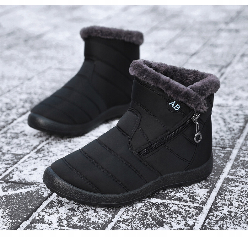 BUTY DAMSKIE ZIMOWE ŚNIEGOWCE CIEPŁE OCIEPLANE r37 Materiał zewnętrzny mikrofibra