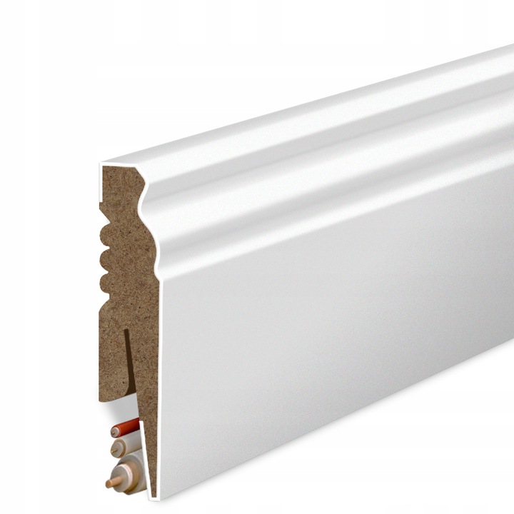 

Listwa przypodłogowa Mdf 8 Biała Cokół Ryflowana