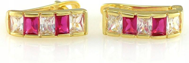 Zlaté náušnice 585 jemné čárky s bílo růžovými zirkony, jemné