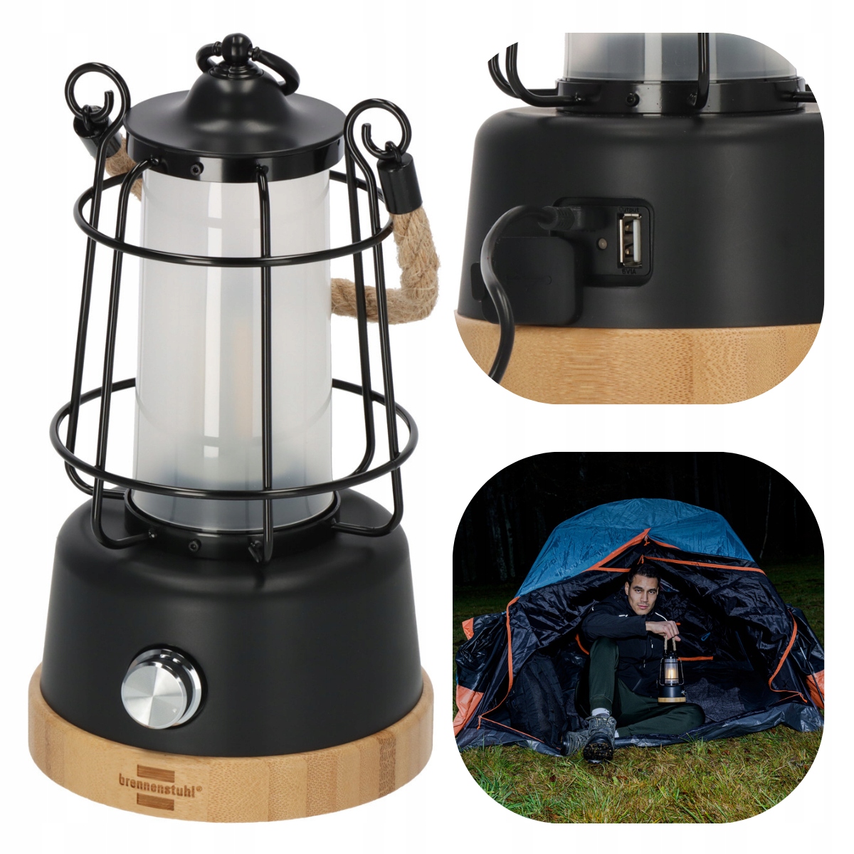 Lampa kempingowa turystyczna Retro Powerbank Usb Led 1 350lm, IP44