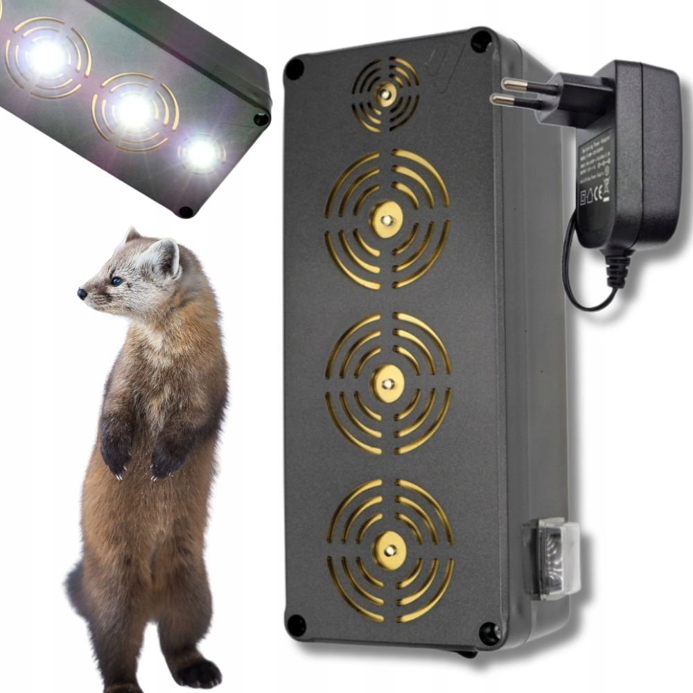 Odpudzovač hlodavcov potkanov Kun kuny myši Účinný s Led svetlami