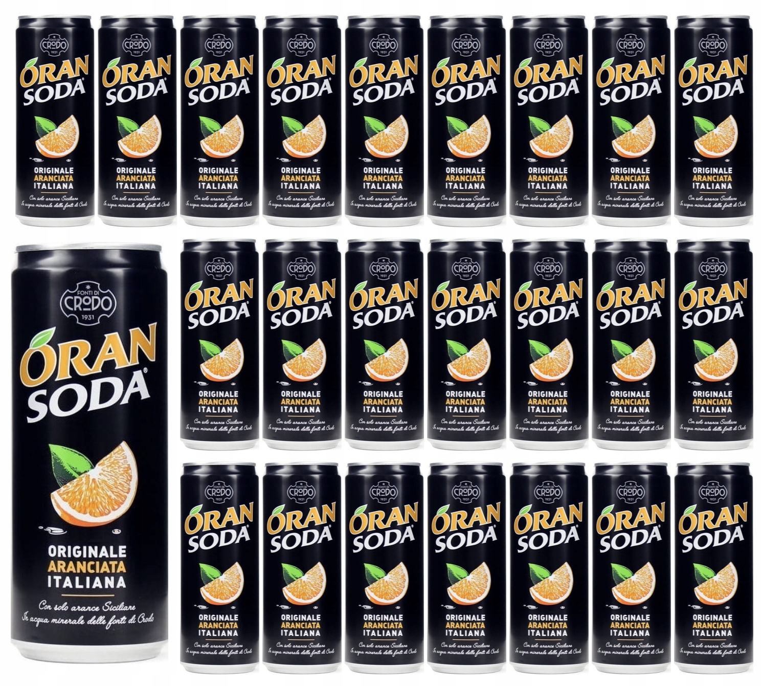 Oran Soda Aranciata z sokiem pomarańczowym Crodo 330 ml X 24 szt. Zgrzewka