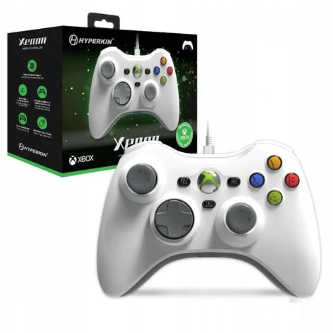 Kontroler przewodowy Xbox Series X|s, Xbox One i Pc biały klasycznym desig
