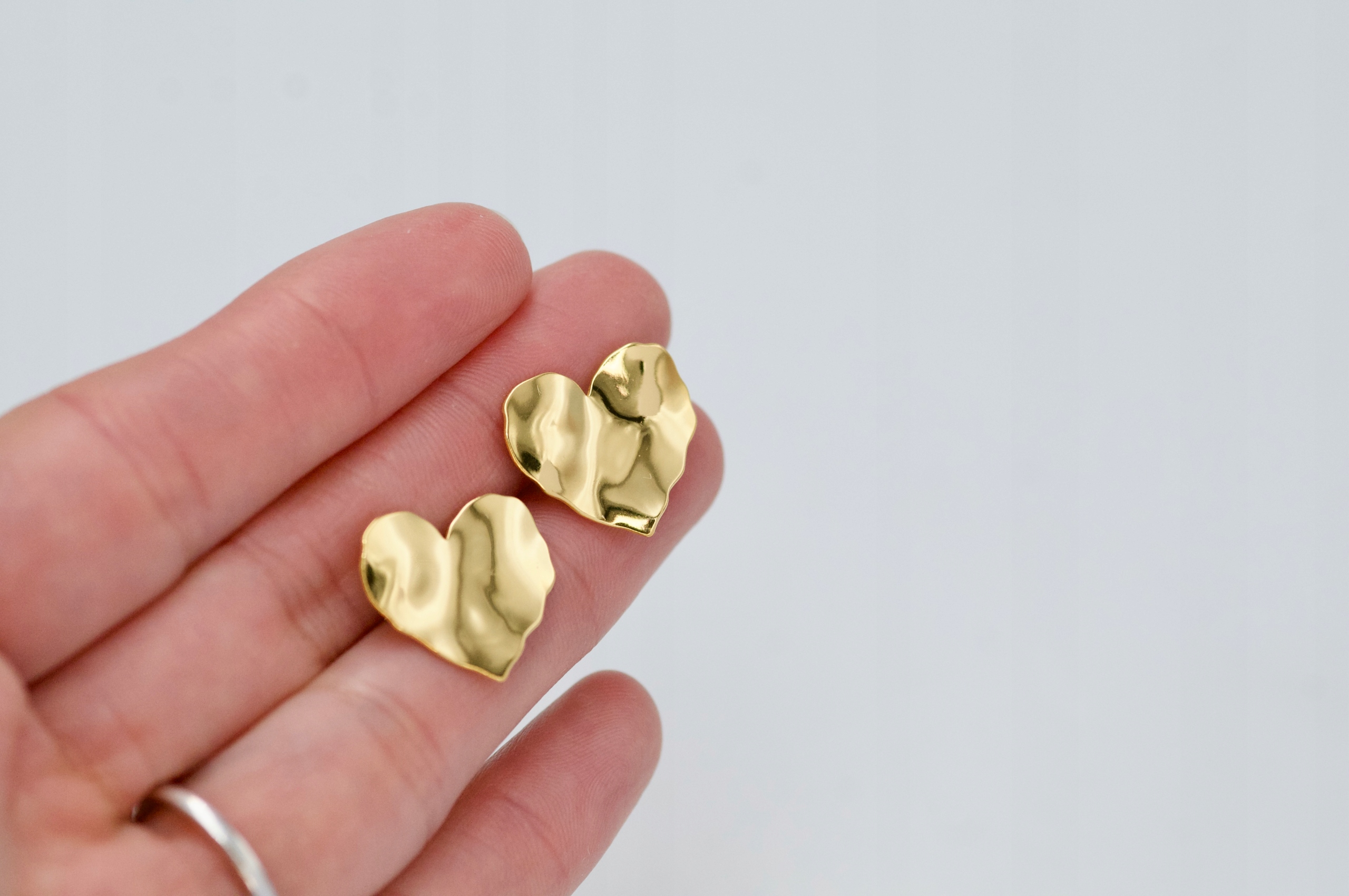 Náušnice Srdce Zvlněné Stříbro Pozlacené 24k