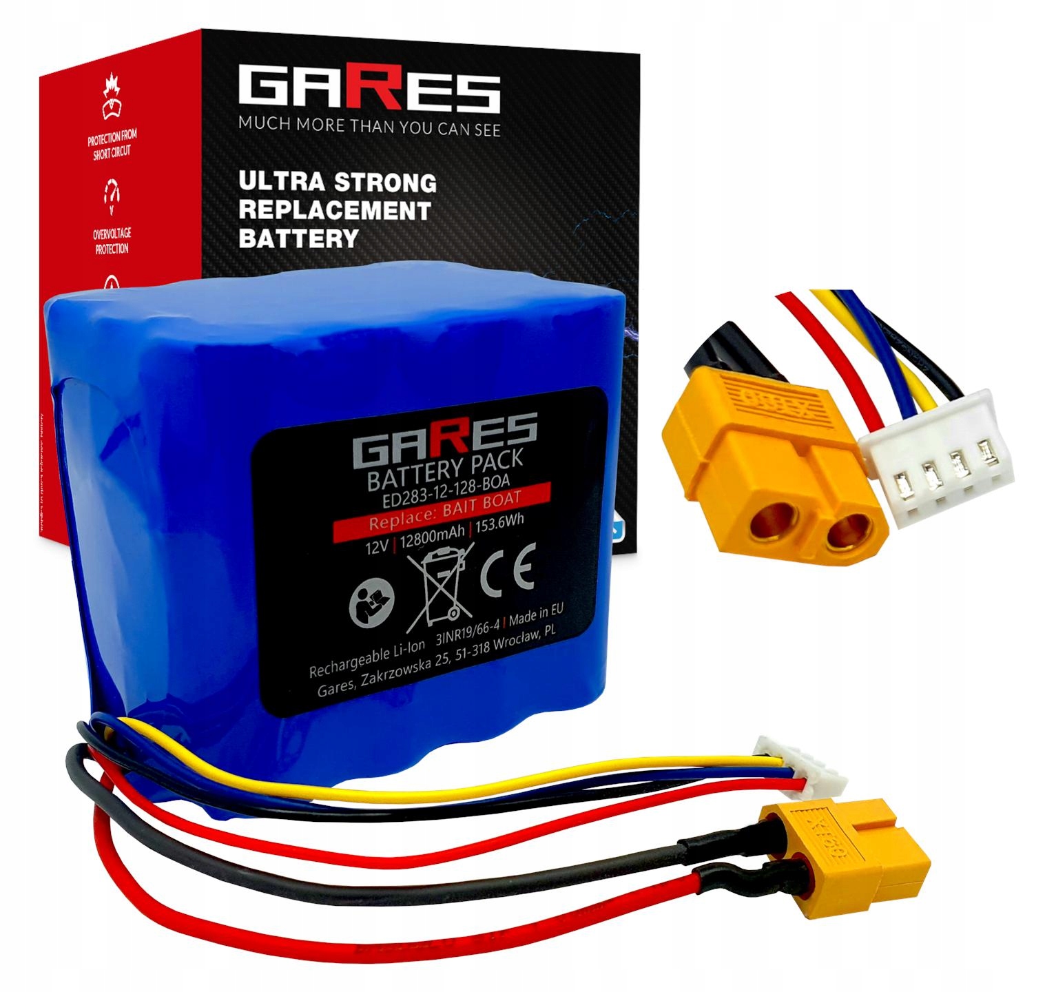 Bateria Akumulator do łódki zanętowej łódek Viking Boat XT60 12V 12,8Ah