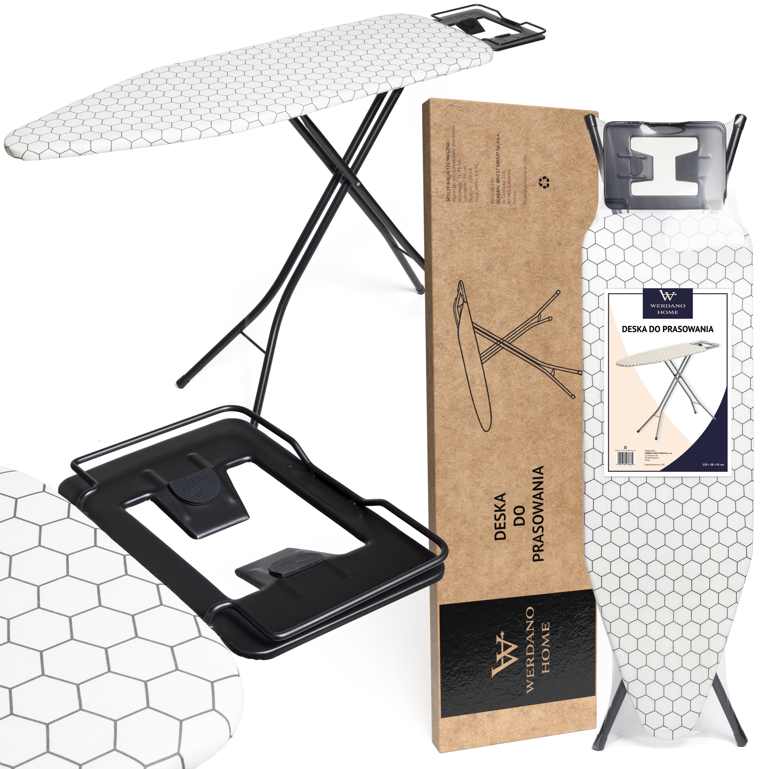 žehlicí prkno s podstavcem na žehličku Bavlněný potah 120 x 38 cm