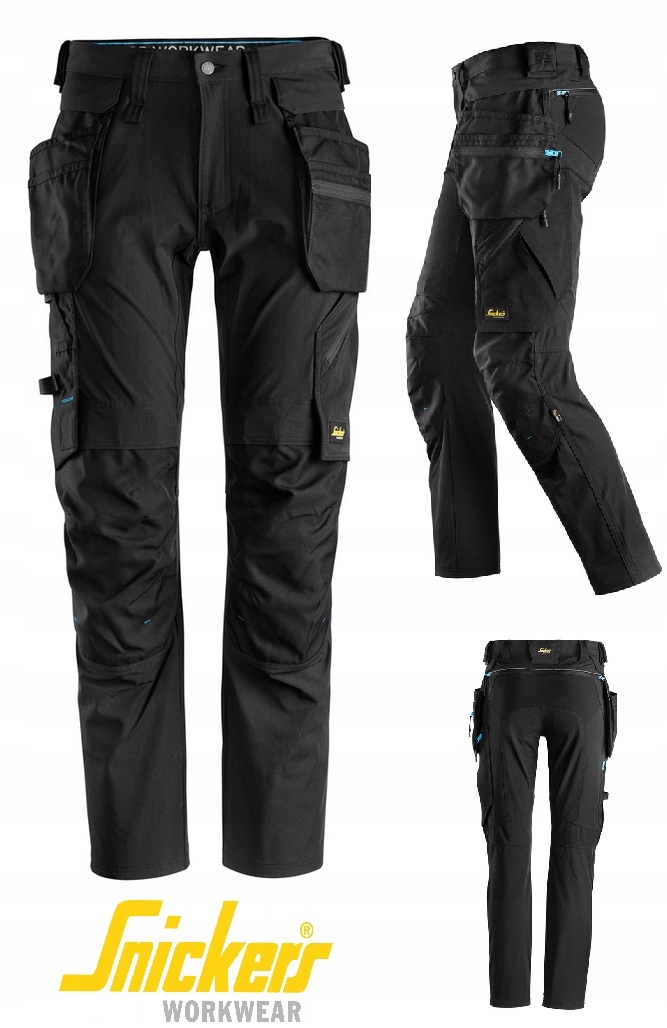Spodnie Snickers z workami kieszeniowymi 6208 cienkie LiteWork czarne r. 48