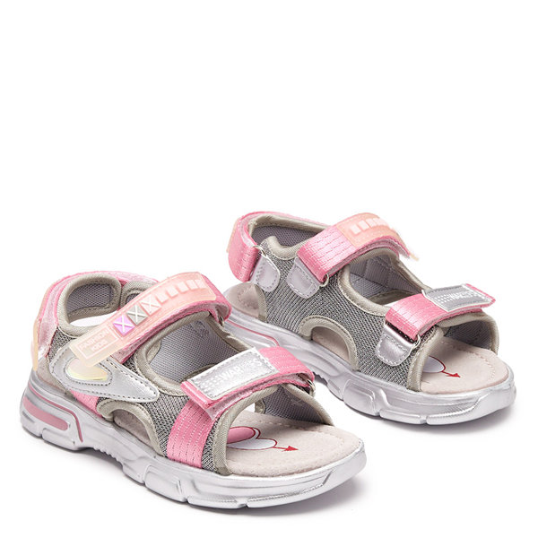 

Srebrno-różowe Sandały Dziecięce Mepoti 31