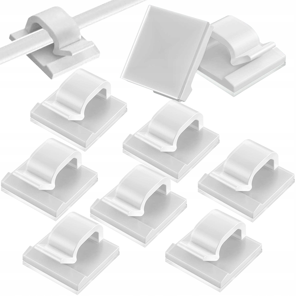 ZESTAW 10x ORGANIZER UCHWYT MASKOWNICA ZACZEP KLIPS DO KABLI SAMOPRZYLEPNY
