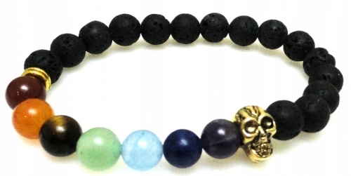 

Bransoleta Yoga Chakra kule 8mm z czaszką - 18cm