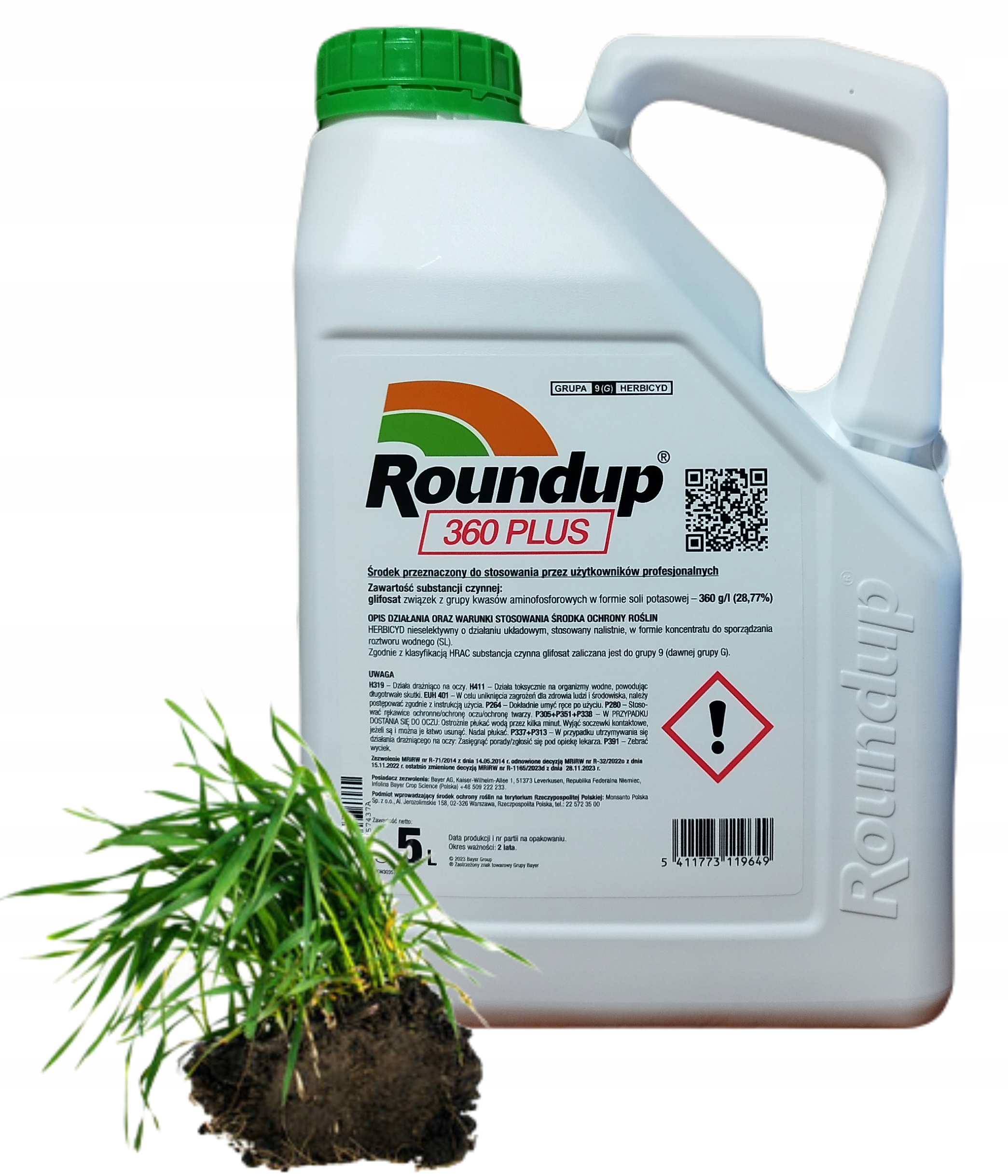 Roundup Plus 360SL 5l Randap na Chwasty Wypala Korzeń Niszczy Perz Totalny