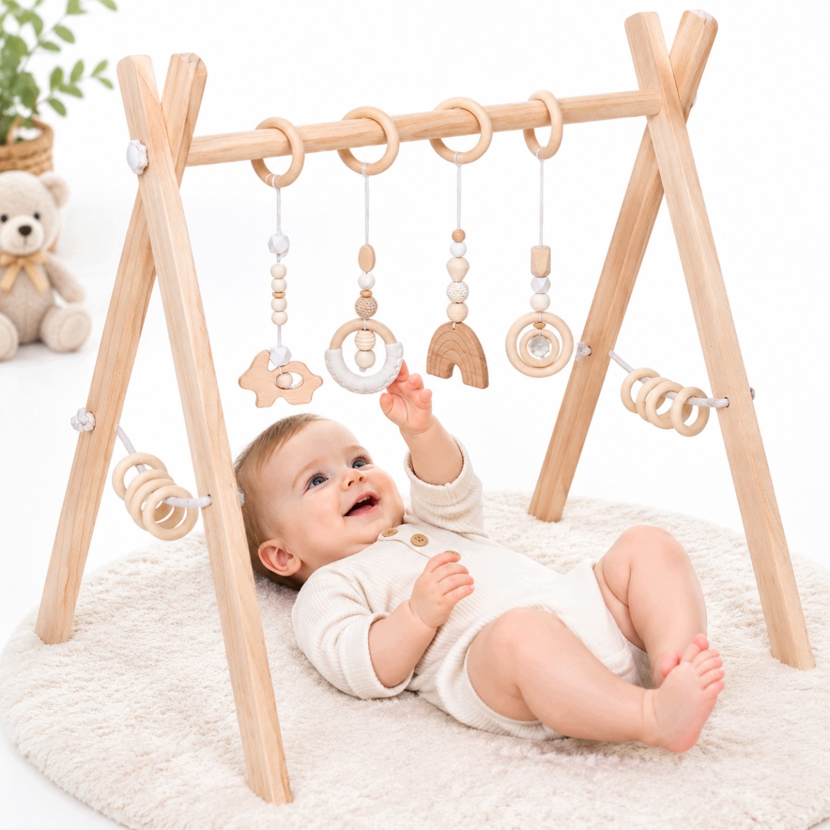 Stojak Baby Gym Montessori Edukacyjny Pałąk dla niemowląt