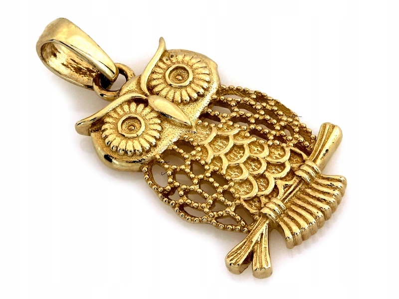 Elegantní přívěsek zlatá 585 lesklá ažurová sova na řetízek 1.20 g