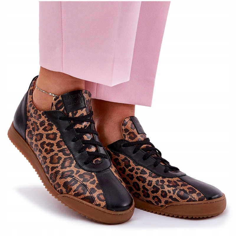 Dámské Sportovní Boty Z Přírodní Kůže Panterka Laura Messi 2935 Hnědá 38