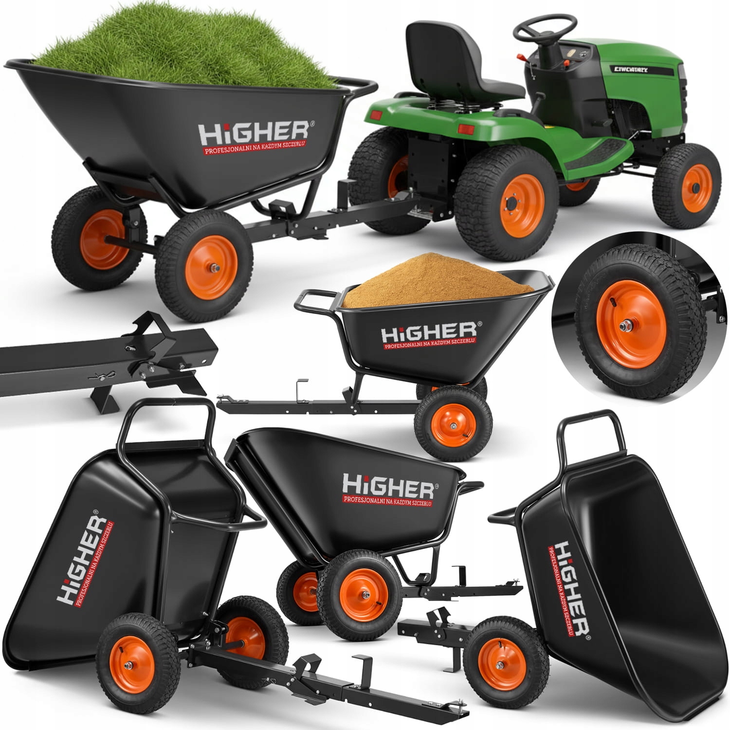 Přívěs zahradní kolečko pro traktor quada přívěs 350L 300kg