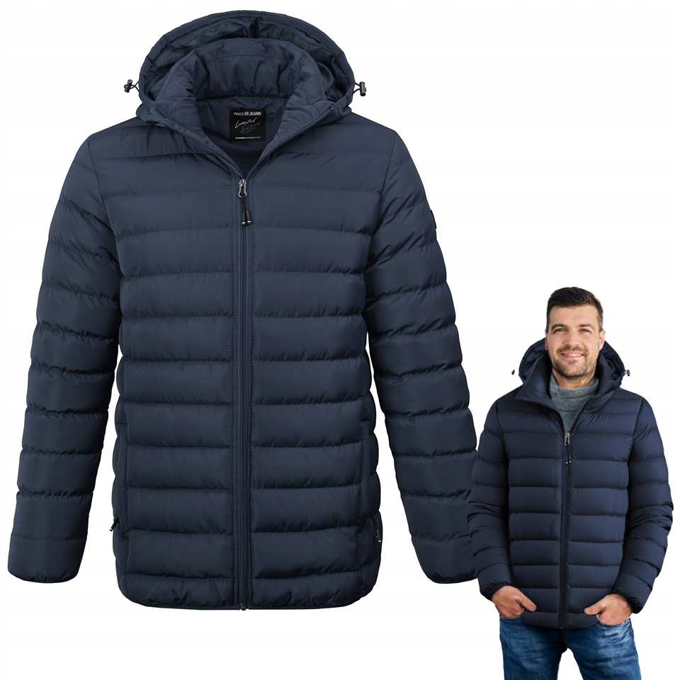 Pánská bunda s kapucí Zimní Městská prošívaná Tmavě Modrá Pako Jeans