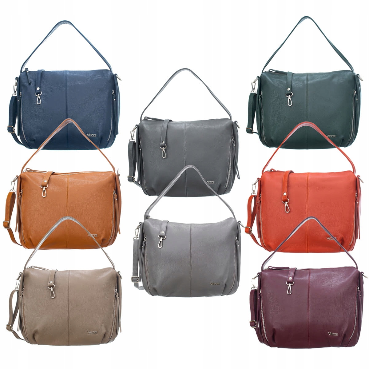 Torebka Skórzana Vezze Conta Ruda Kolor okuć srebrny