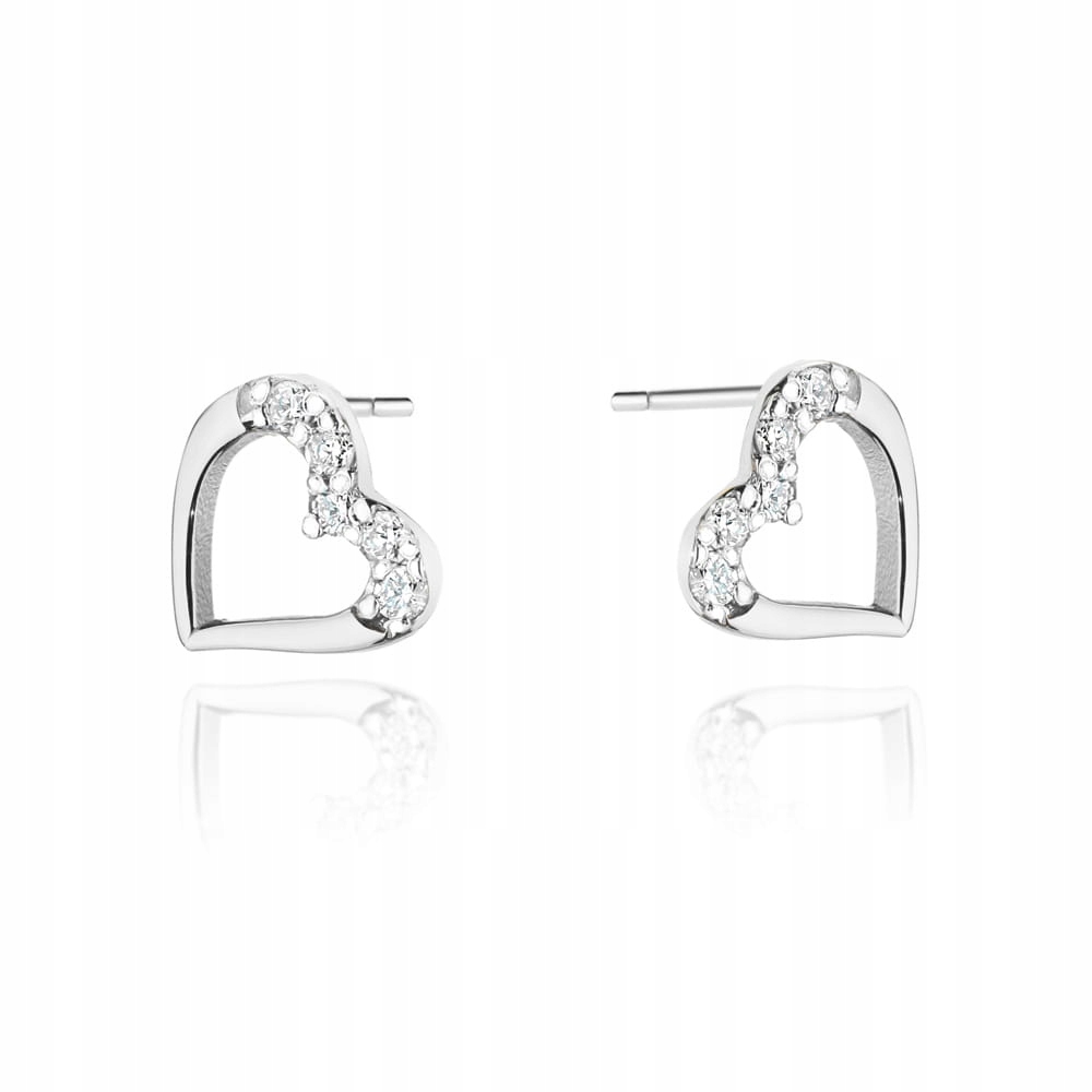 Náušnice ve tvaru srdce s diamanty ryzost 585 (14k) Dárek
