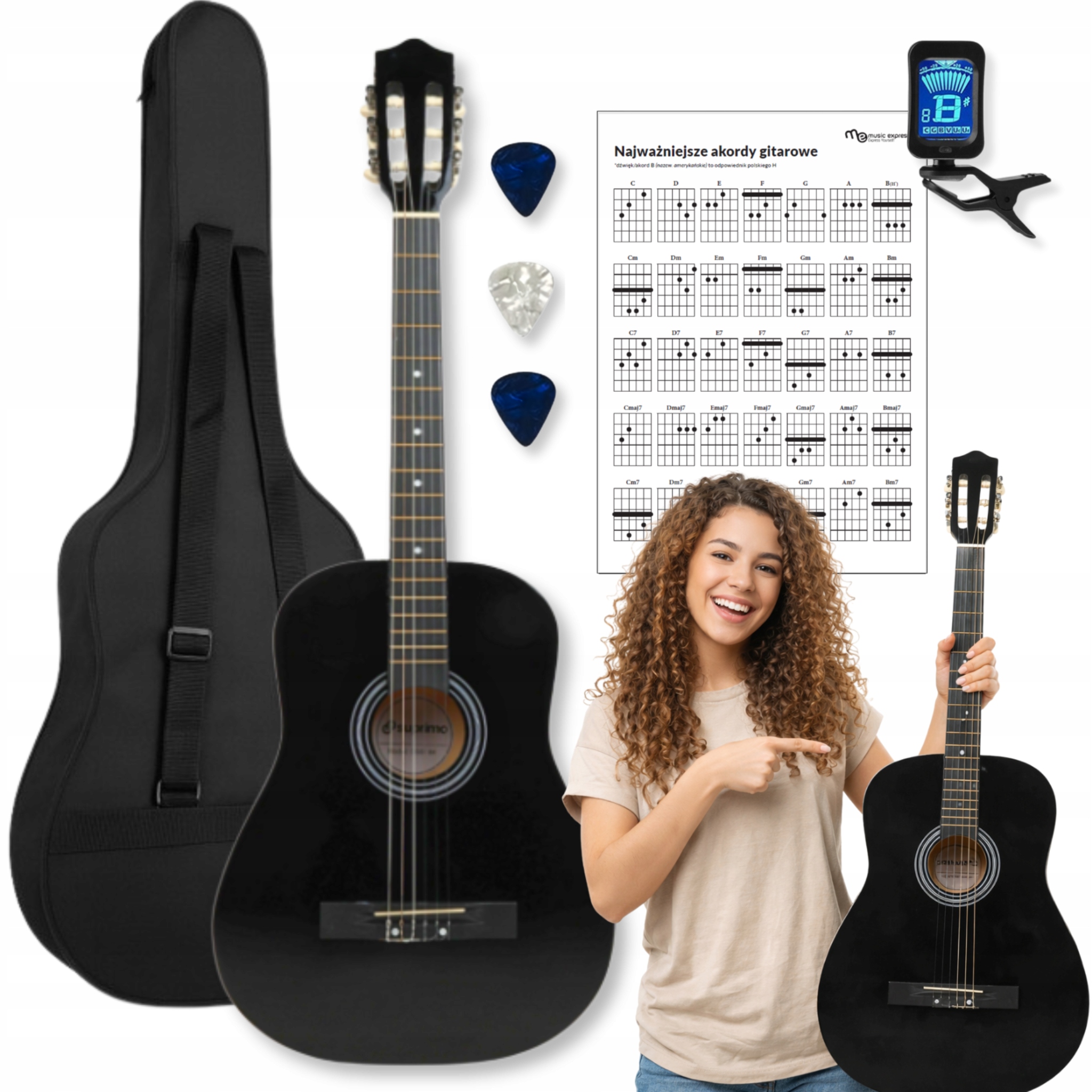 Kytara Klasická Akustická 4/4 Pro Začátečníky, Pouzdro Na Kostky