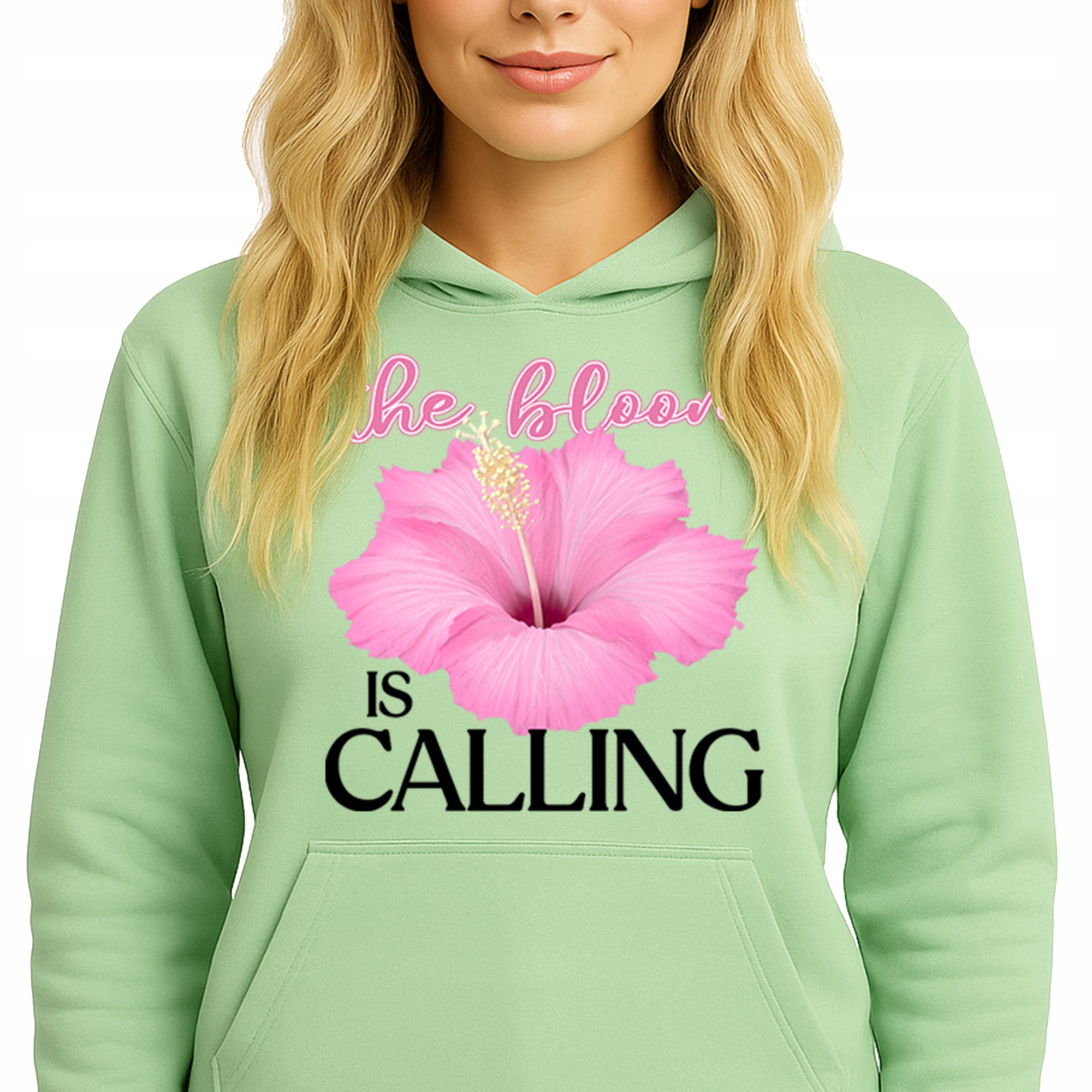 Mikina S Kapucí Hoodie Pistachio Green Bavlněná The Bloom Is Calling M