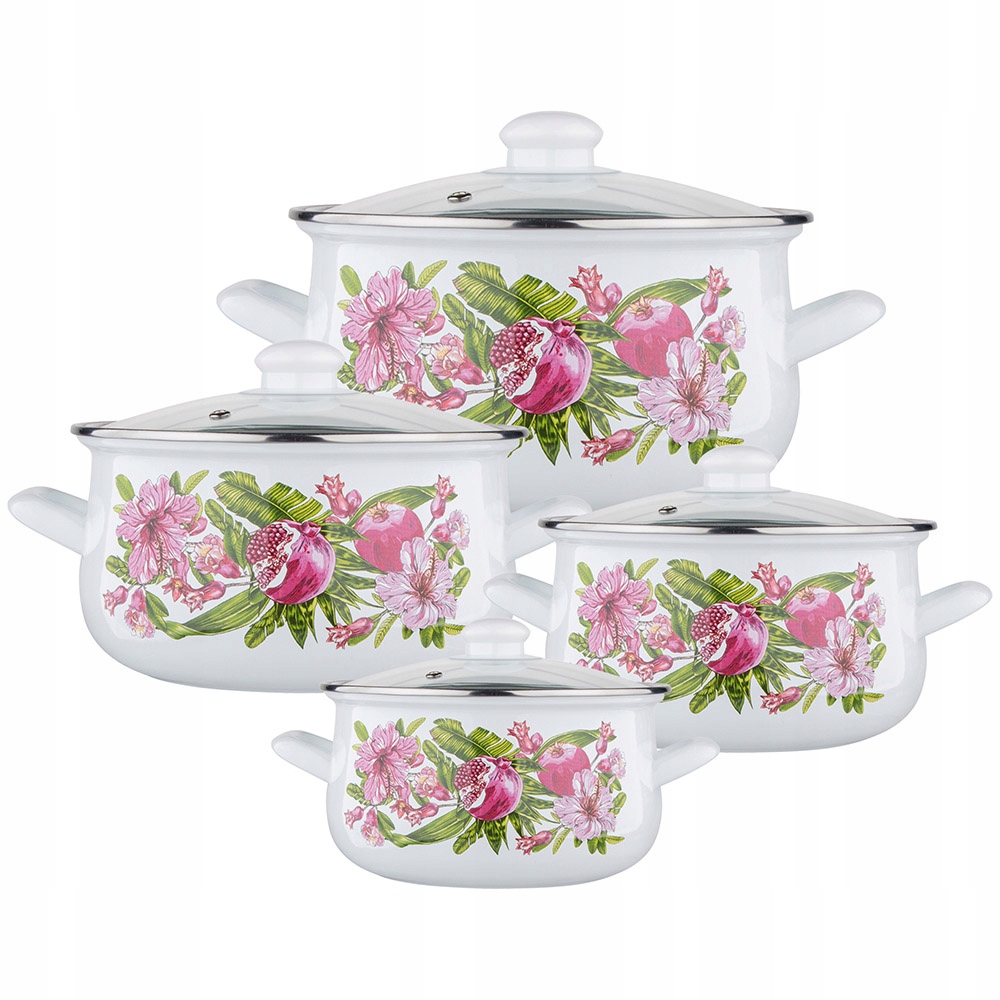 Zestaw garnków Silesia Hibiskus KLARA 8 el.