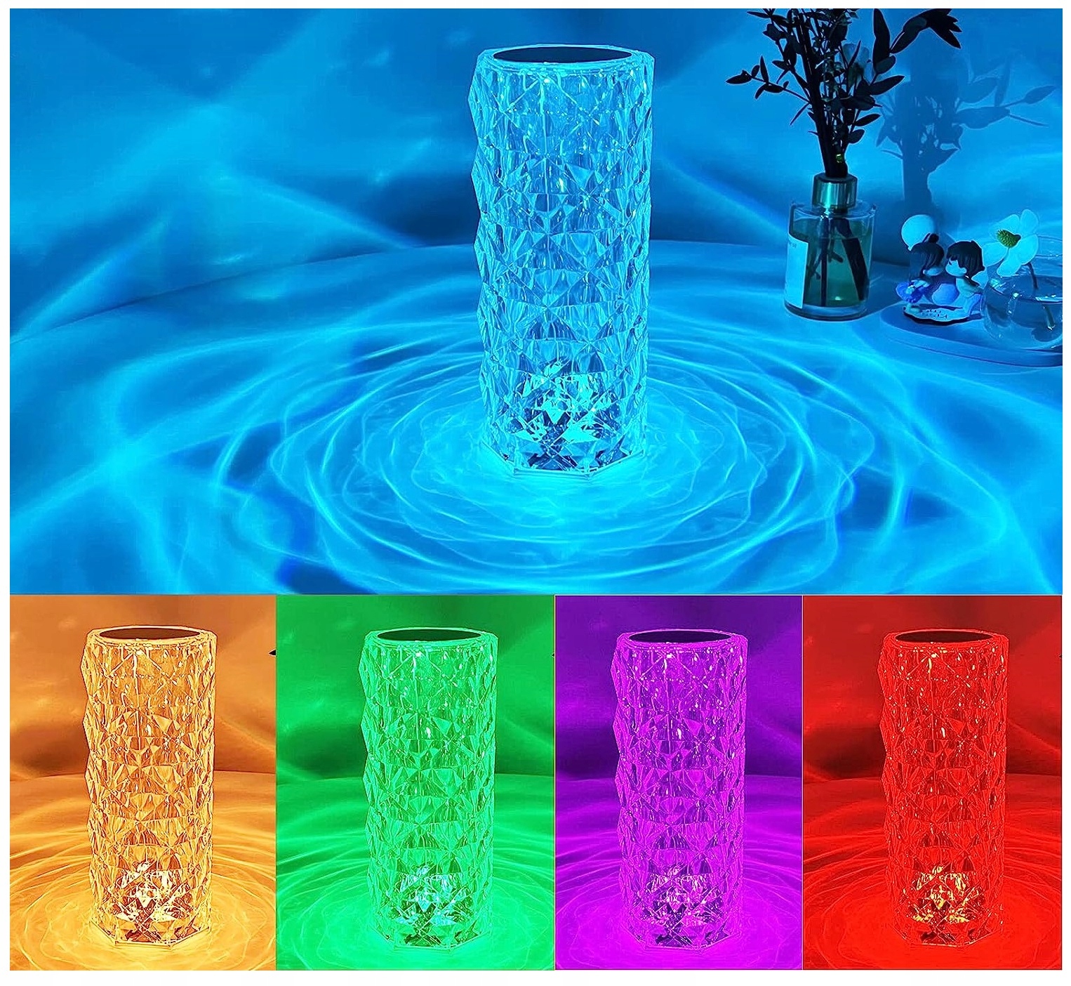 LAMPKA NOCNA LED STOJĄCA DOTYKOWA NOWOCZESNA GLAMOUR KRYSZTAŁOWA PILOT USB Marka Smart Hardware