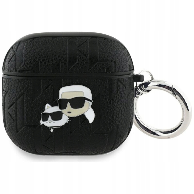 Pouzdro Karl Lagerfeld Monogram Karl & Choupette Head pro AirPods 4, černé