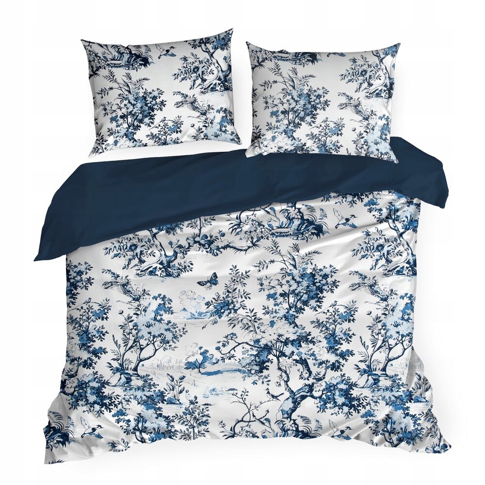 Povlečení Spring 160x200 Eurofirany bílá c.granátový potisk ptáci