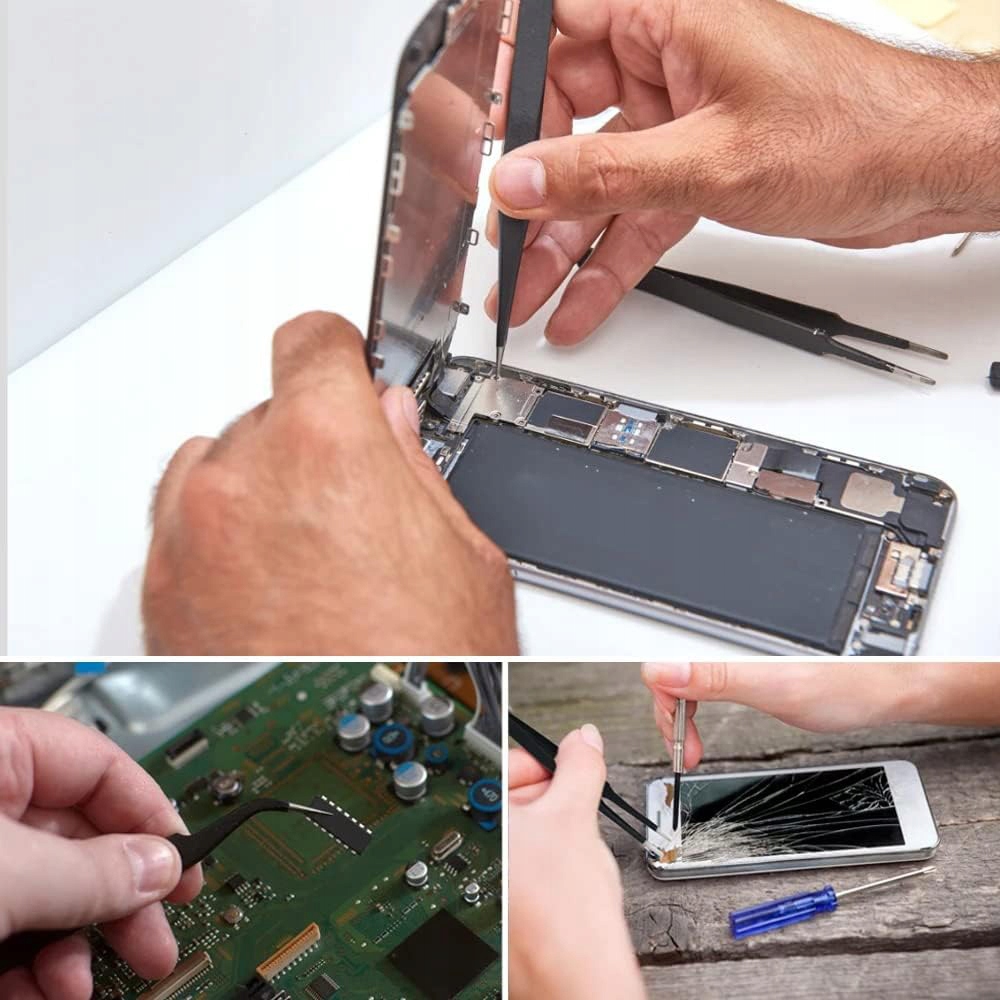 ZESTAW UNIWERSALNYCH PĘSET PINCET PRECYZYJNYCH METALOWYCH 6 szt + POKROWIEC Model 07807