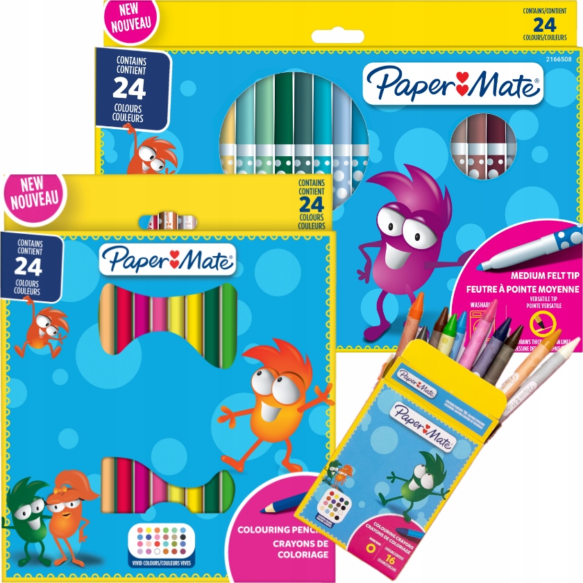 FLAMASTRY + KREDKI ołówkowe + KREDKI świecowe