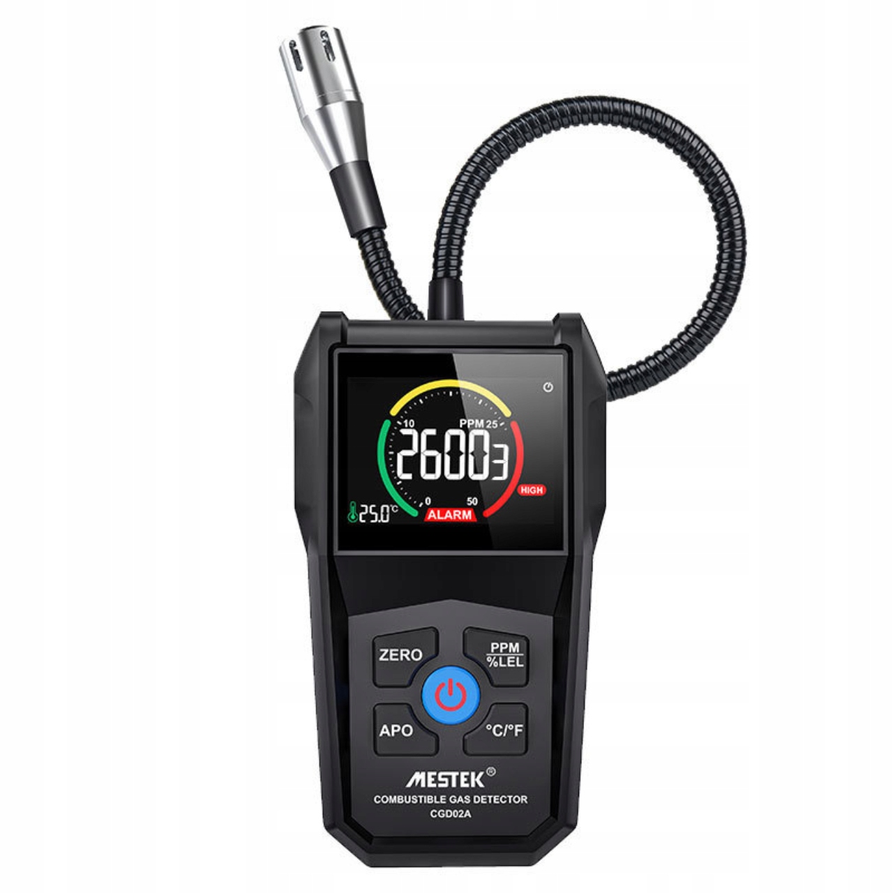 Detektor Úniku Plynů LCD 50–50000 Ppm Propan Butan Zemní Se Sondou 28 CM