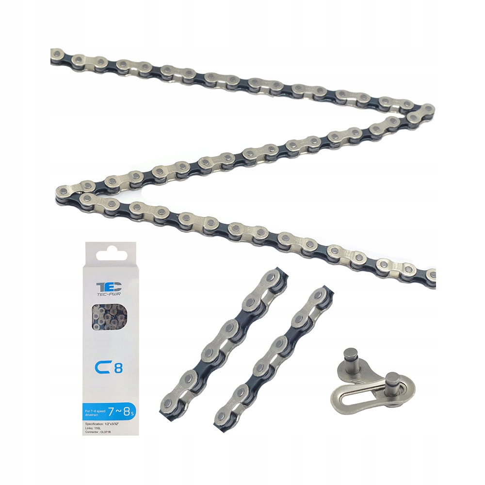 Łańcuch rowerowy 116 ogniw 7 8 rzędowy 1/2x3/32 do roweru Mtb srebrny nowy