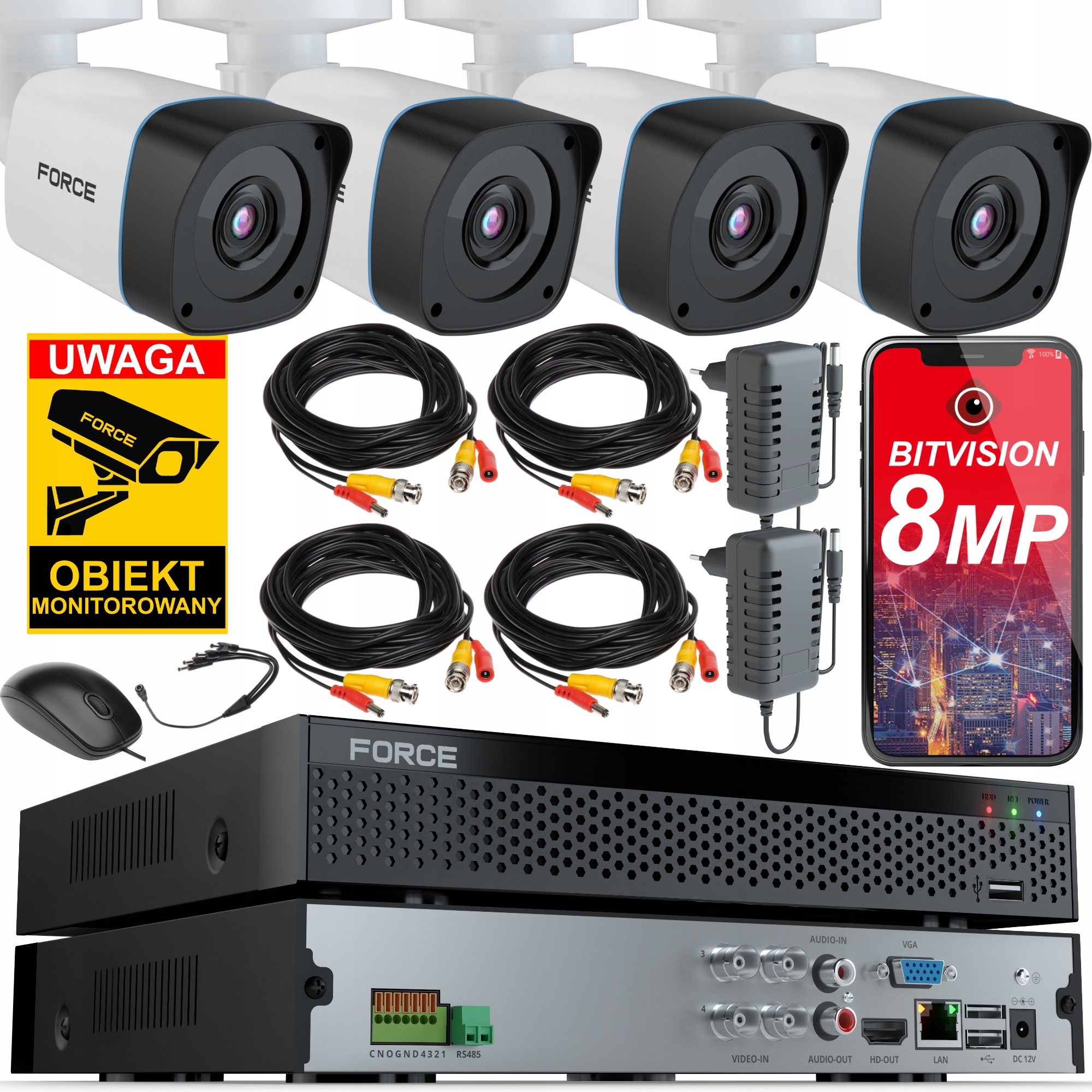 Force Monitorovací sada 4x Kamera Ahd 8MPx 4K, Náhled