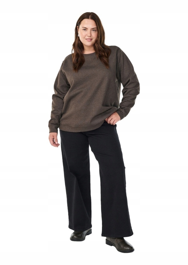 Halenka Plus Size Zizzi Klasická Hnědá Jednobarevná Mikina 061A 48