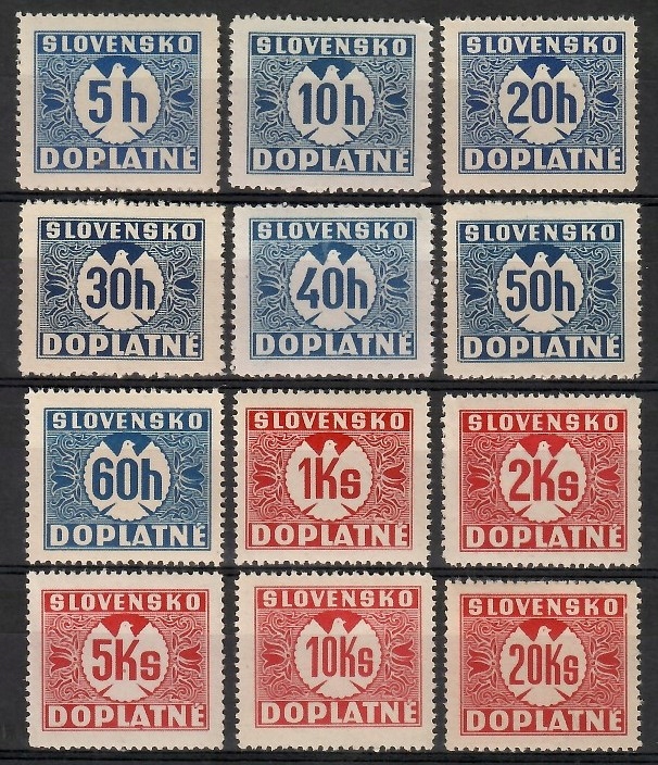 Słowacja 1939 Mi por 1-12 Czyste **