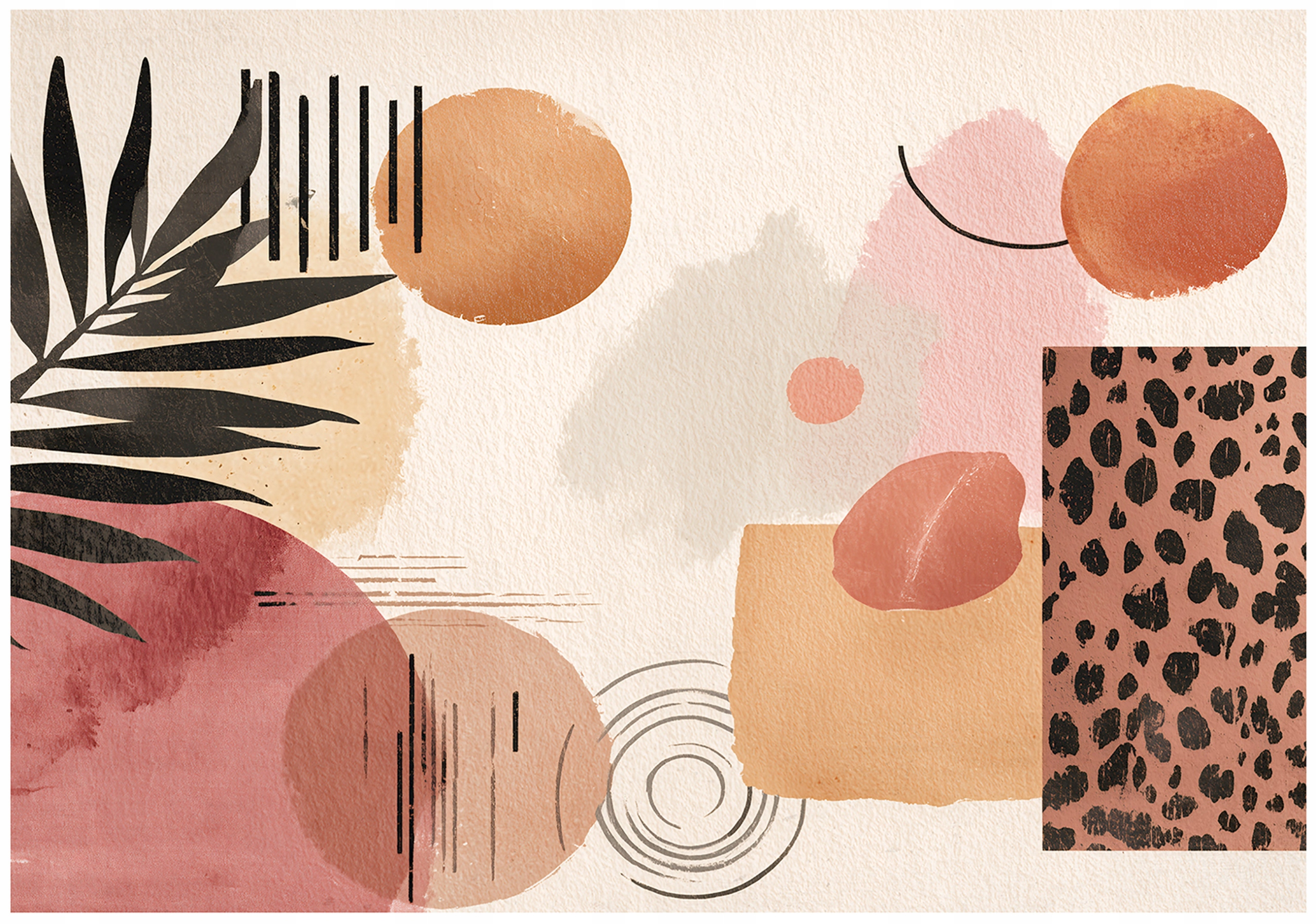 Fototapeta Abstrakcia Boho Béžová Listy Moderná Červená 416x254