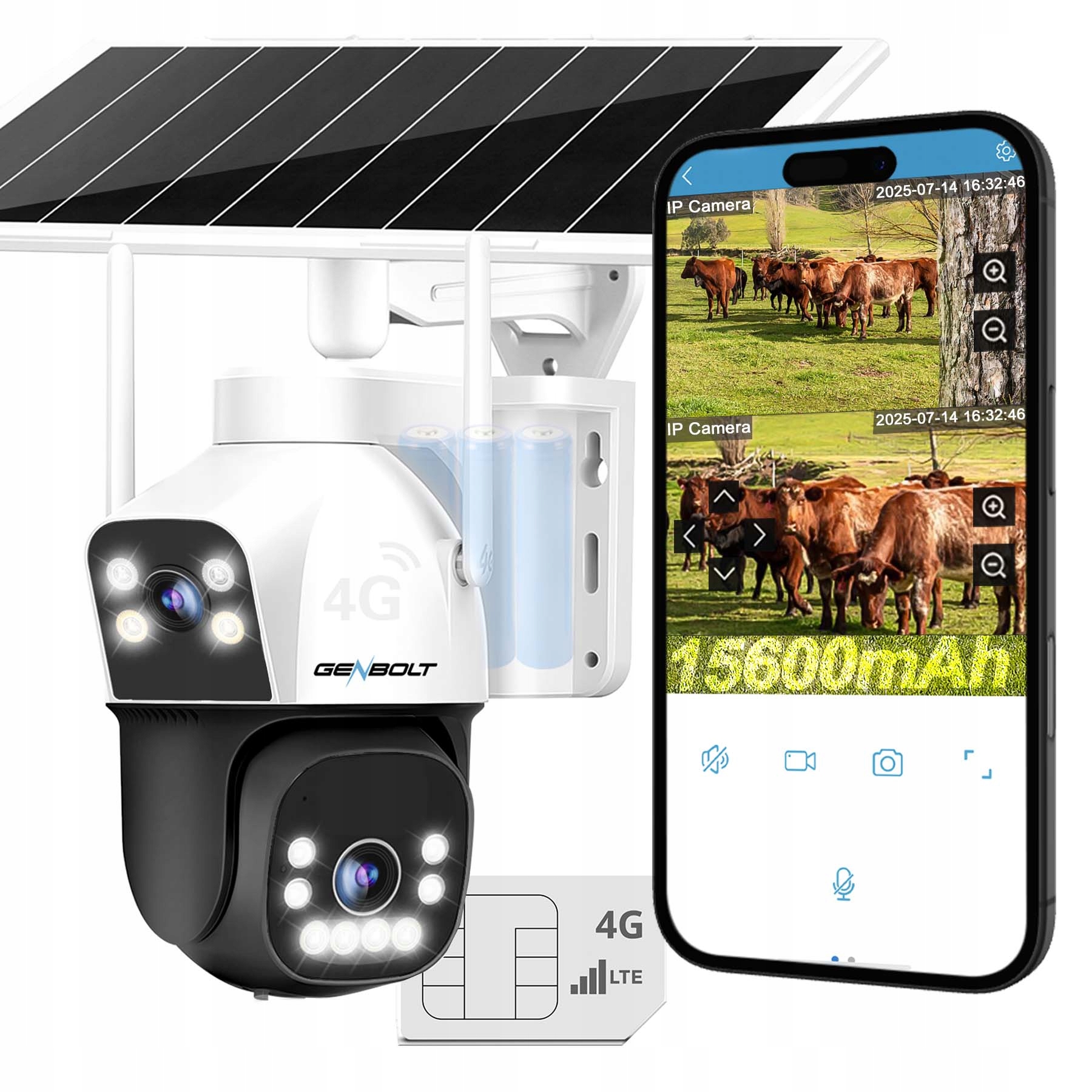 Externá Solárna Ip Kamera 7/24 Pre 4G Lte Sim Kartu Gsm Dual Rotary Smart cctv
