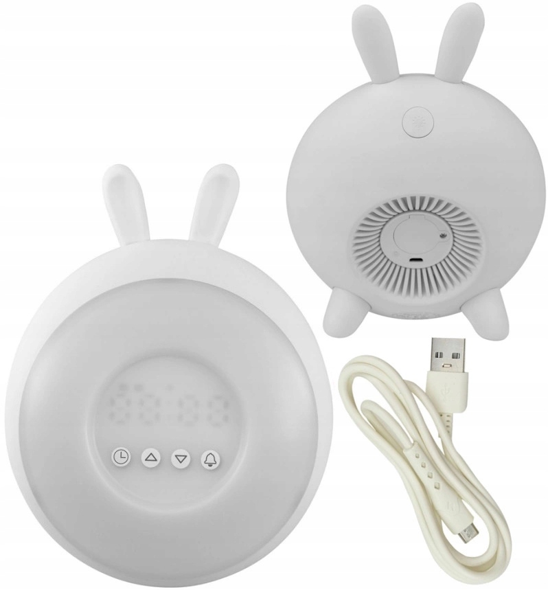 Lampka nocna z budzikiem LED RGB biały królik EAN (GTIN) 5905036207735