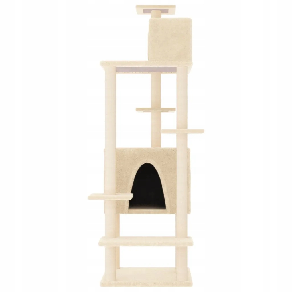Levně Škrabadlo pro kočky se sisalovými sloupky, krémové, 154 cm